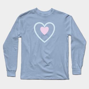 Heart in Heart Design Blue & Pink Long Sleeve T-Shirt